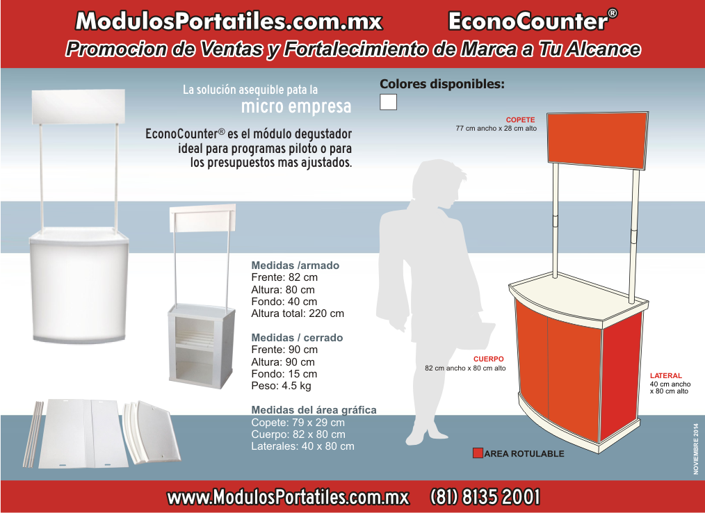 Modulo Degustador EconoCounter, Portatil para Demostracion, Ventas, Promocion y Publicidad.
