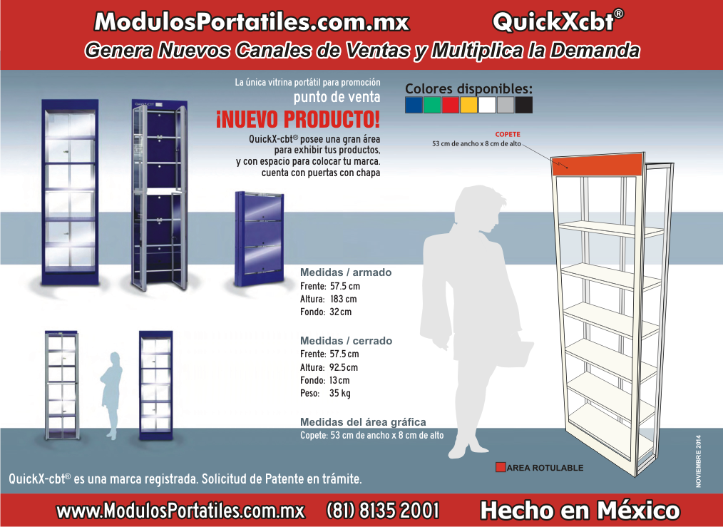 Vitrina Portatil QuickXcbt para Promocion y Ventas.